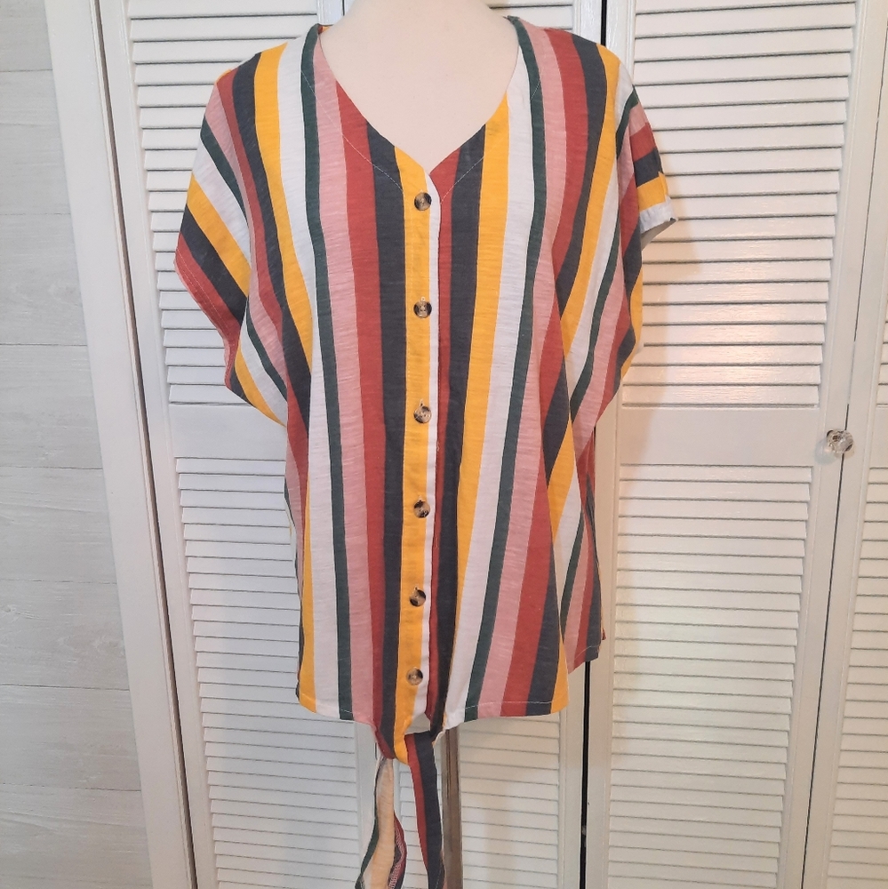 Bobbie brooks striped cotton blend top sz 2X *D6 - Picture 1 of 6